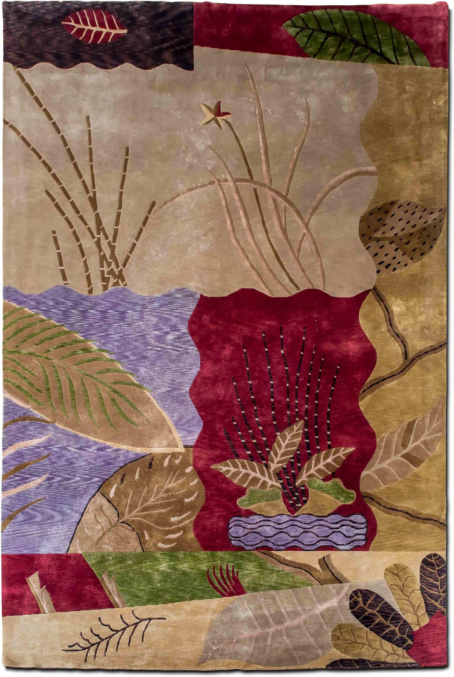 – Mugal Multi 13 ft x 9 ft – 100% wool – violet, browns, deep red, beige