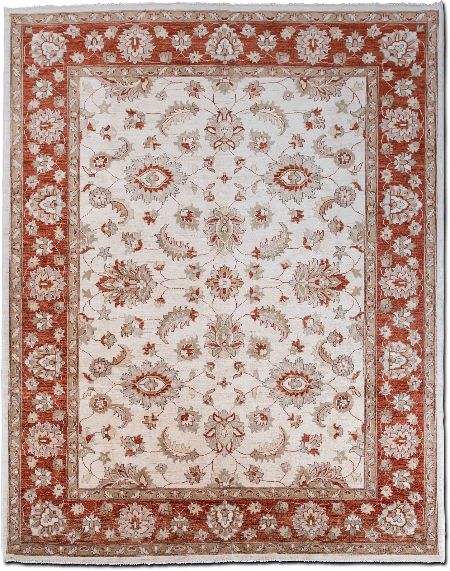 Renasant – 10 ft x 8' 3" ft – 100% wool – red, cream and olive