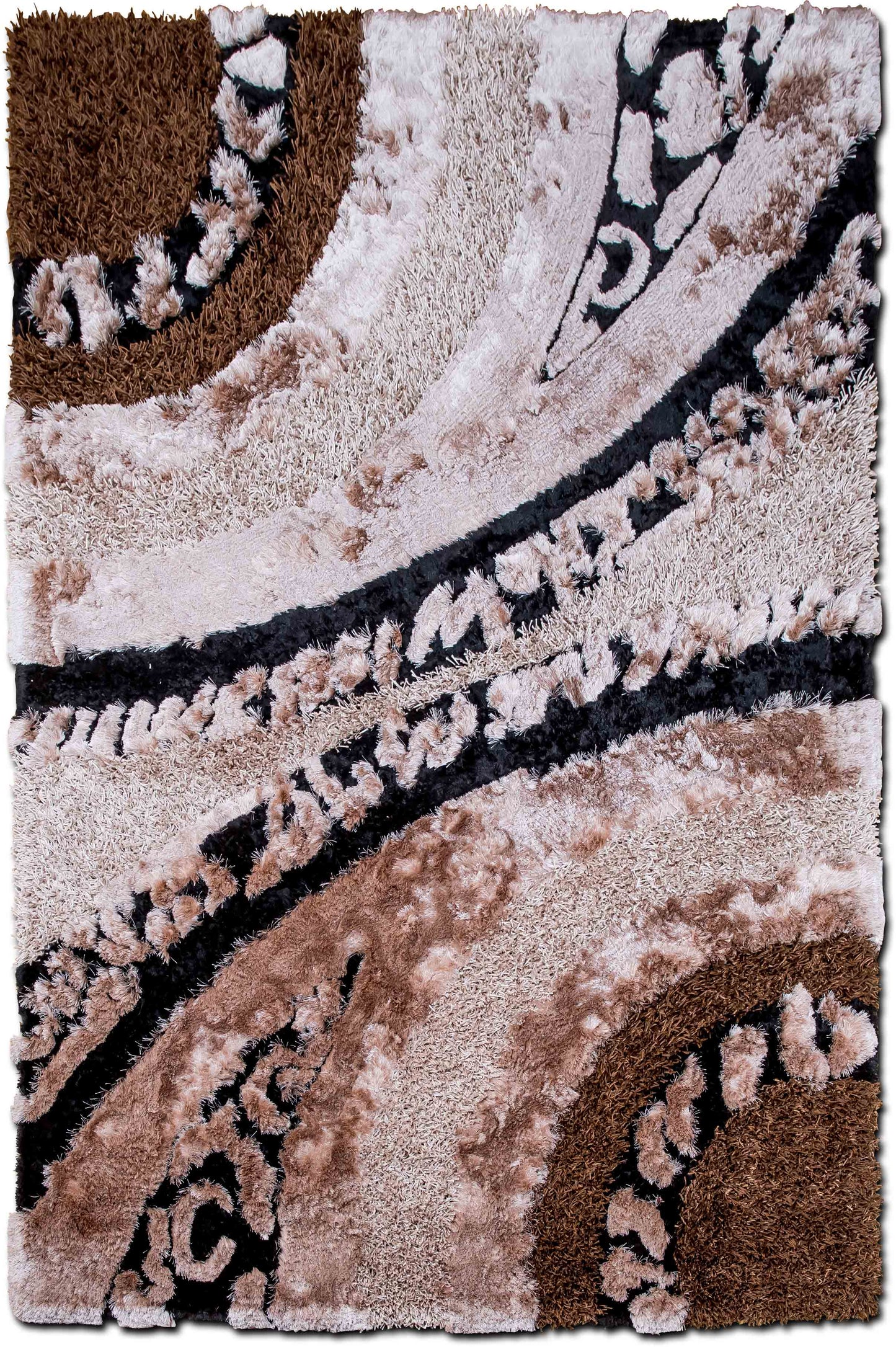 Cosmos – Art Deco 10 ft x 7 ft – 100% polyester – chocolate brown, beige