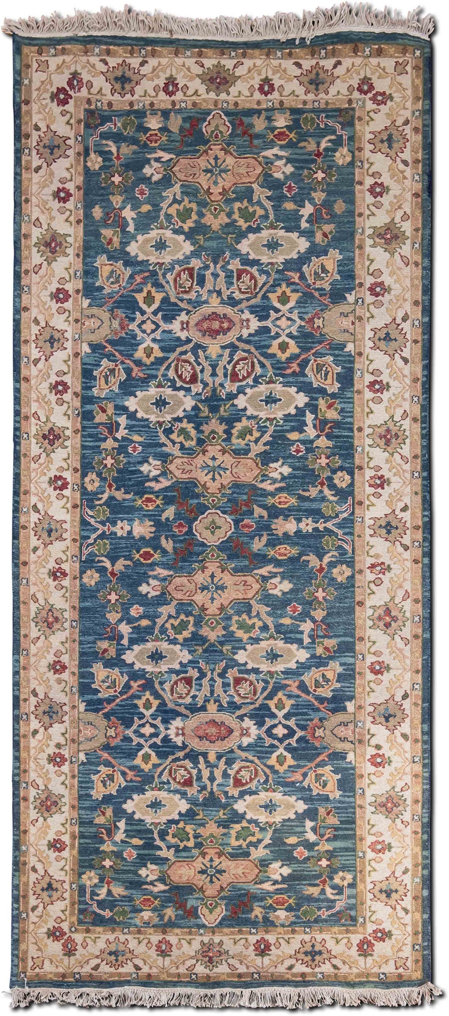 Tufenkian Runner 9 9" ft x 4 ft – 100% wool – cream blue