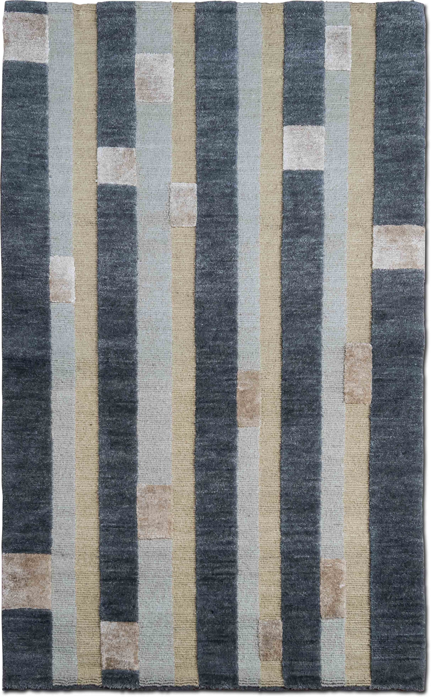 Tufenkian – Box Step 5 ft x 3 ft – 100% wool – slate blue, grey and beige