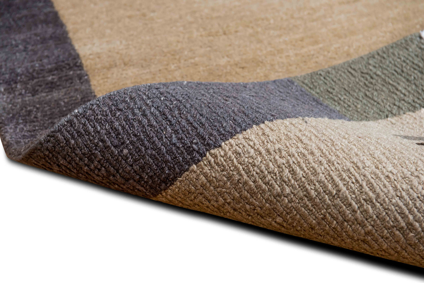 Tufenkian Kensington White Chocolate Area Rug– (5 ft x 3 ft) – 100% Wool– light brown dark trim