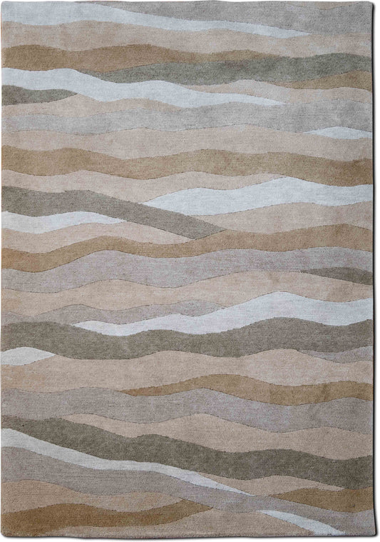 Weavers Art – Ocean Wave (6 ft x 4 ft) – 100% wool – taupe and green