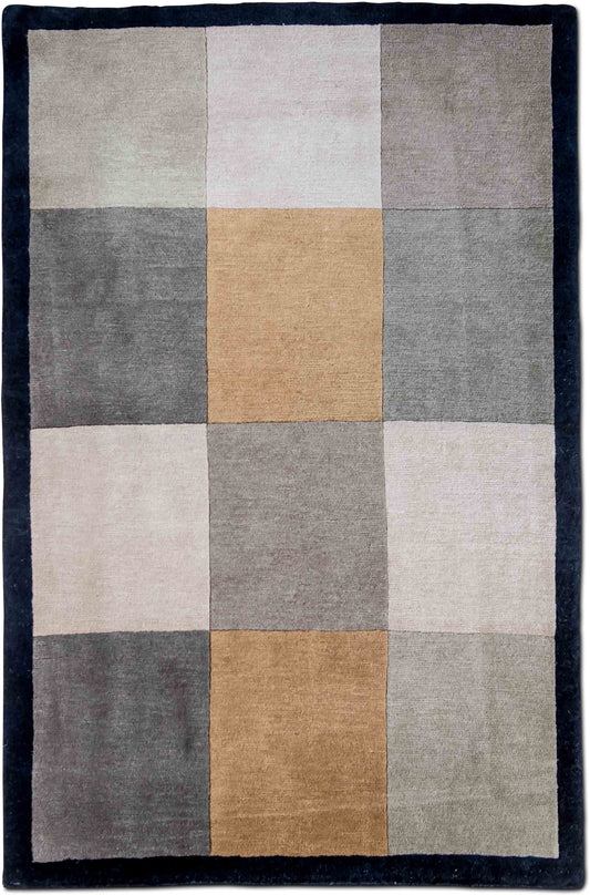 Weavers Art – Harmony (6 ft x 4 ft) – wool or silk – grey, beige, black and gold