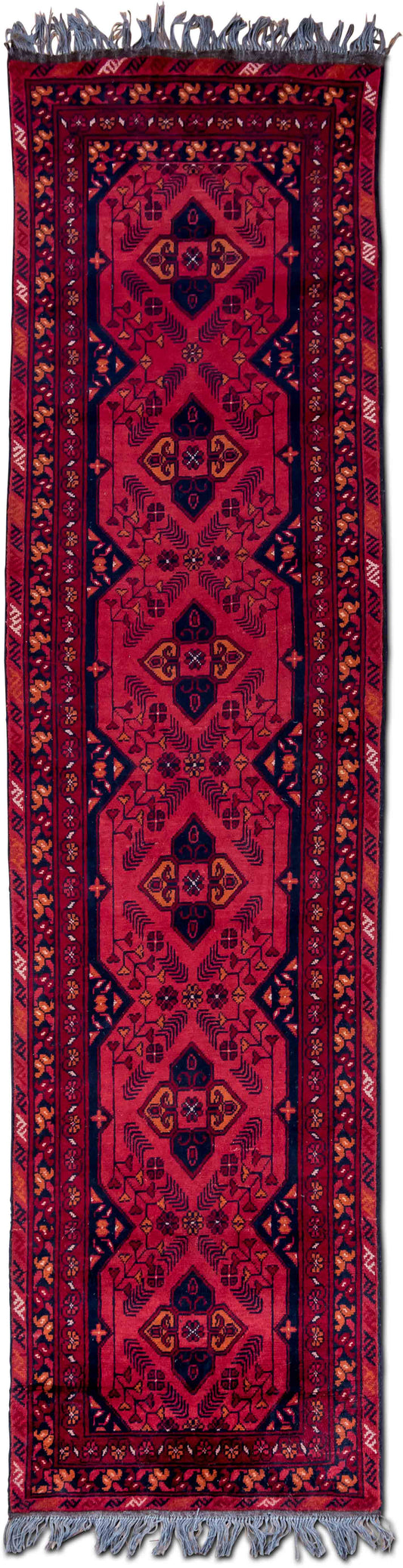 –  (31 ft x 10 3" ft) – wool or silk – red blue