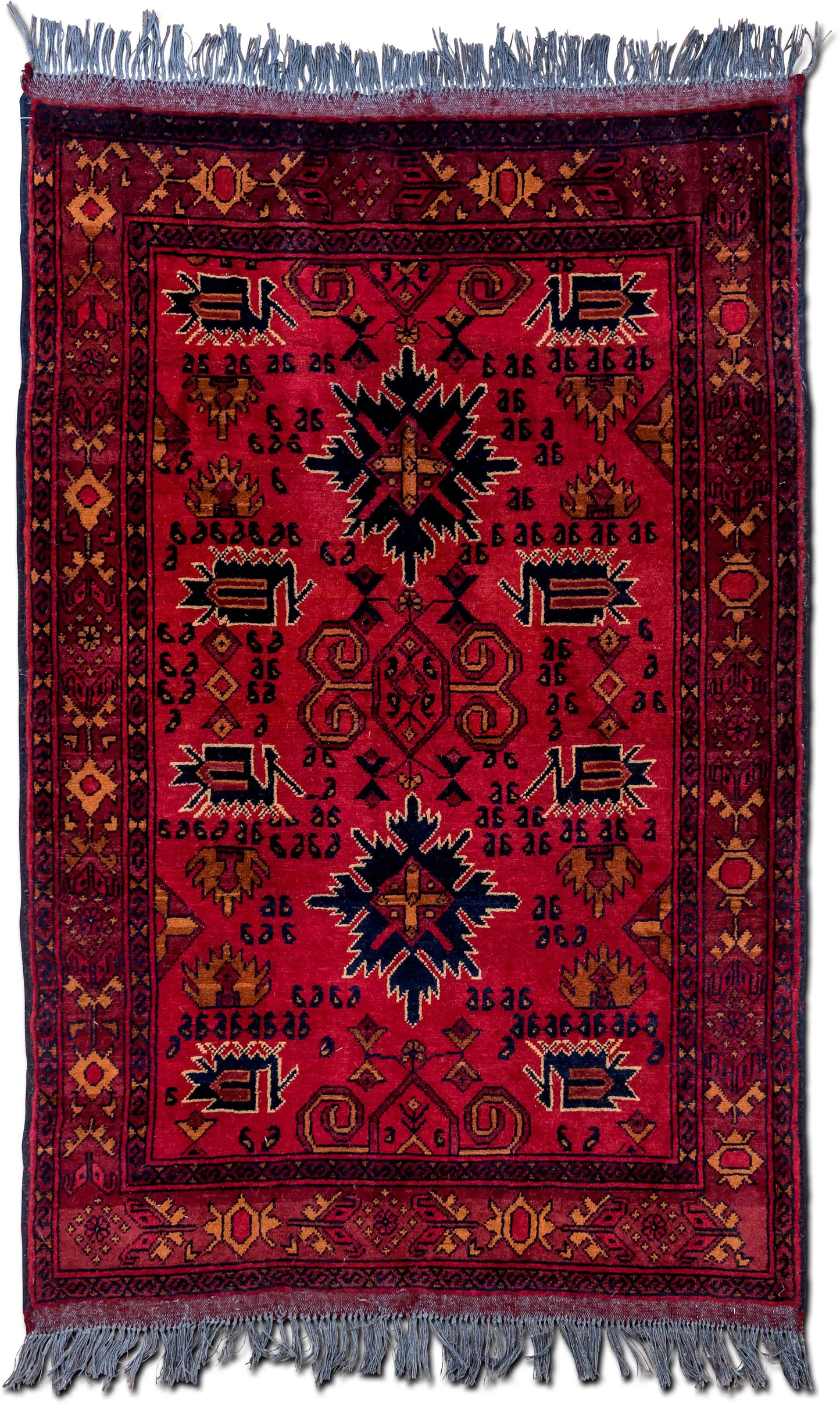 Crimson Radiation –  5 ft x 3 ft – wool or silk – red blue