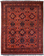 – Antiqued 12' 9" ft x 10 ft – wool or silk – rust orange red black