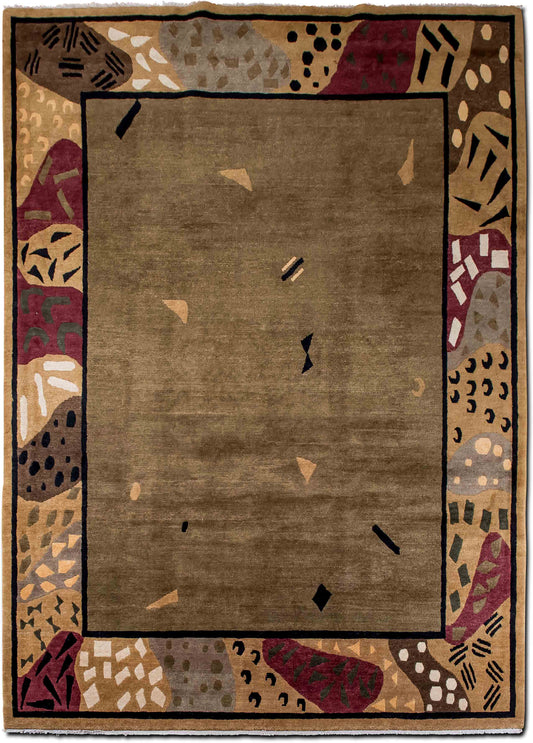 –  nan ft x 9 ft – wool or silk – browns, mauroon, black, beige, ivory