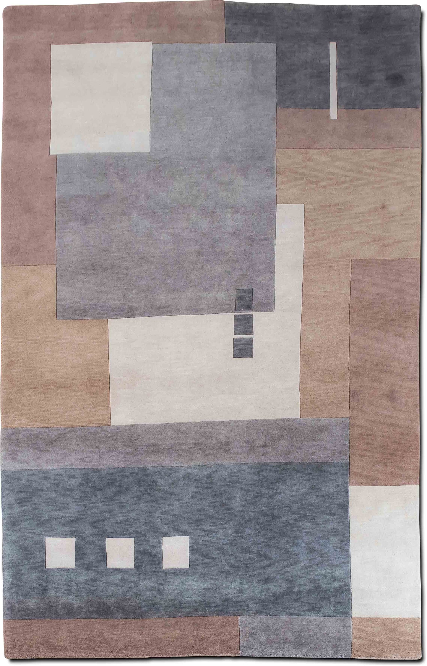 Pyramid –  9' 6" ft x 6' 6" ft – 100% wool – grey and brown