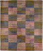Tufenkian – Stripe Rag 10 ft x 8 ft – 100% wool hand knotted – Royal: black, yellow, amber, rust, brown, beige