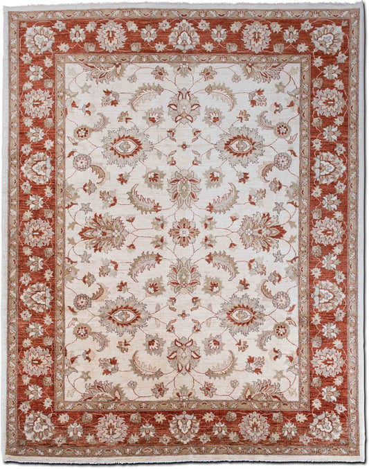 Renasant –  10 ft x 8' 3" ft – 100% wool – red, cream and olive