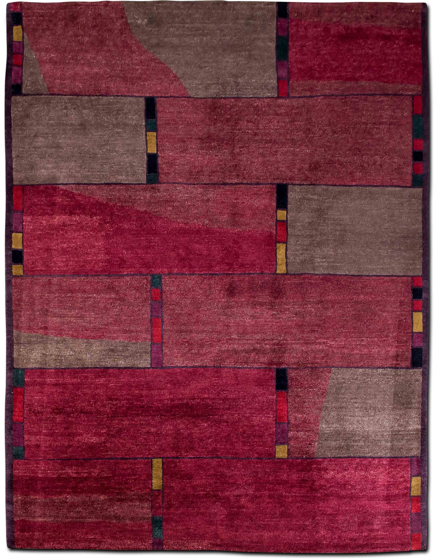 Tufenkian – Inlay 10 ft x 8 ft – 100% wool – rich berry reds
