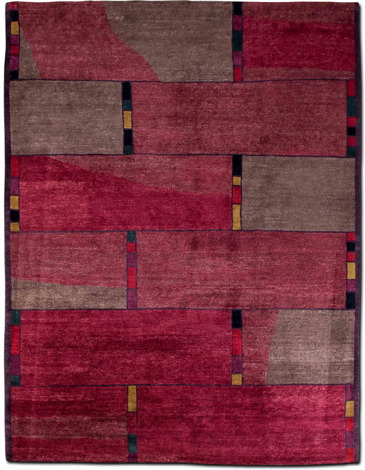 Tufenkian – Inlay 10 ft x 8 ft – 100% wool – rich berry reds