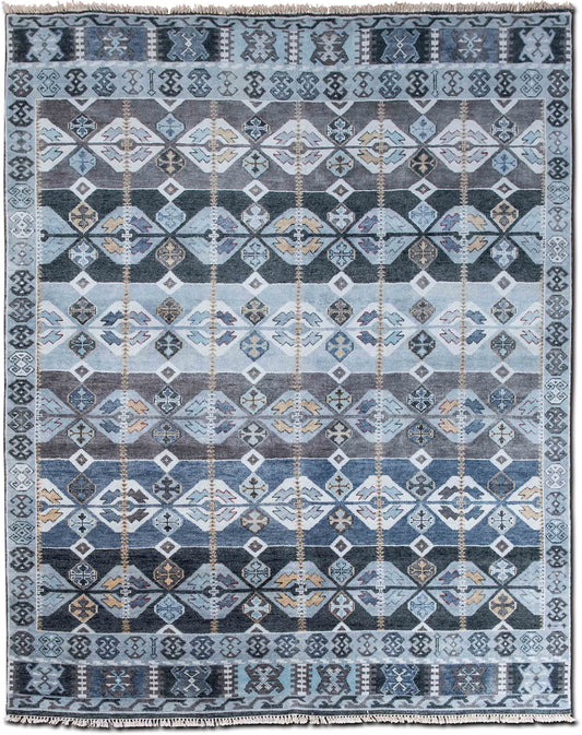 Feizy – Ashi/Steel 9' 9" ft x 7' 9" ft – 100% wool – blue brown grey black