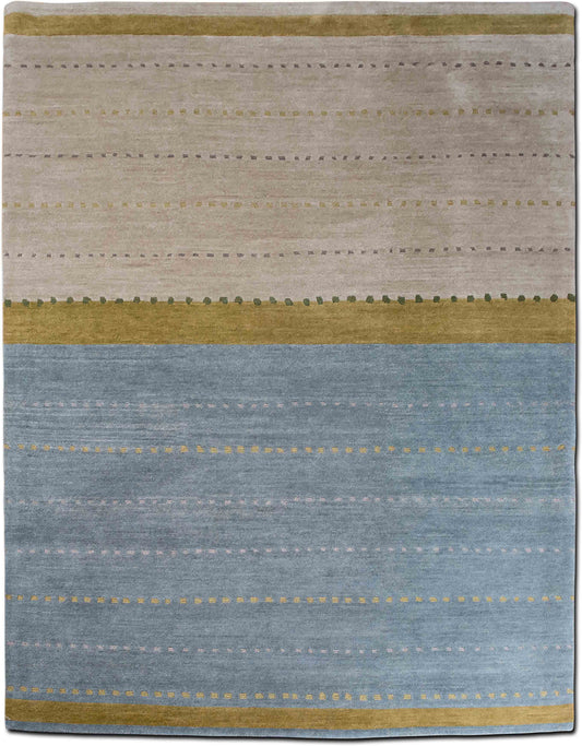 Tufenkian – Coconino Limestone (10' 1" ft x 8' 2" ft) – wool and hemp – neutral beige tones, lake blue and accents of white
