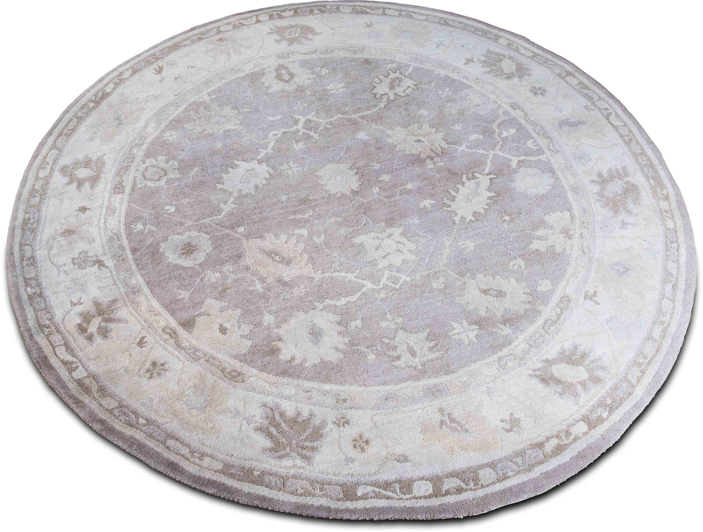 Tufenkian – Palmette diameter round ft x 9' 2" ft – 100% wool – light brown, grey and beige