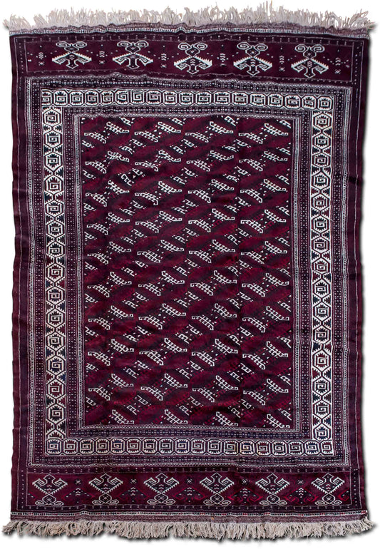 Tribal depth–  12 ft x 8'3" ft – 100% wool– blood red, black, cream