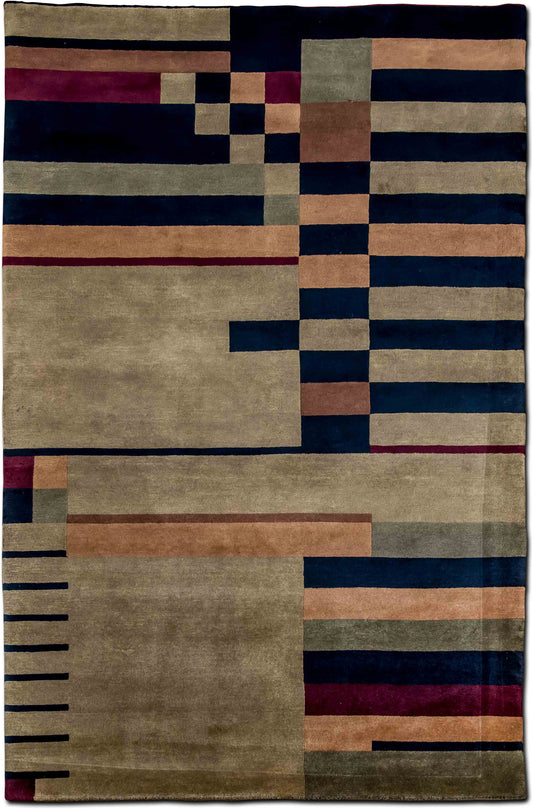 NCI –  8 ft x 5 ft – 100% Wool  –  Tan, beige and black