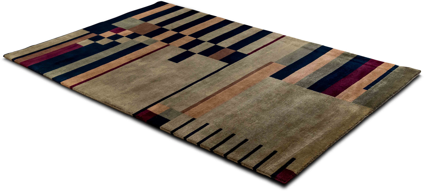 NCI –  8 ft x 5 ft – 100% Wool  –  Tan, beige and black