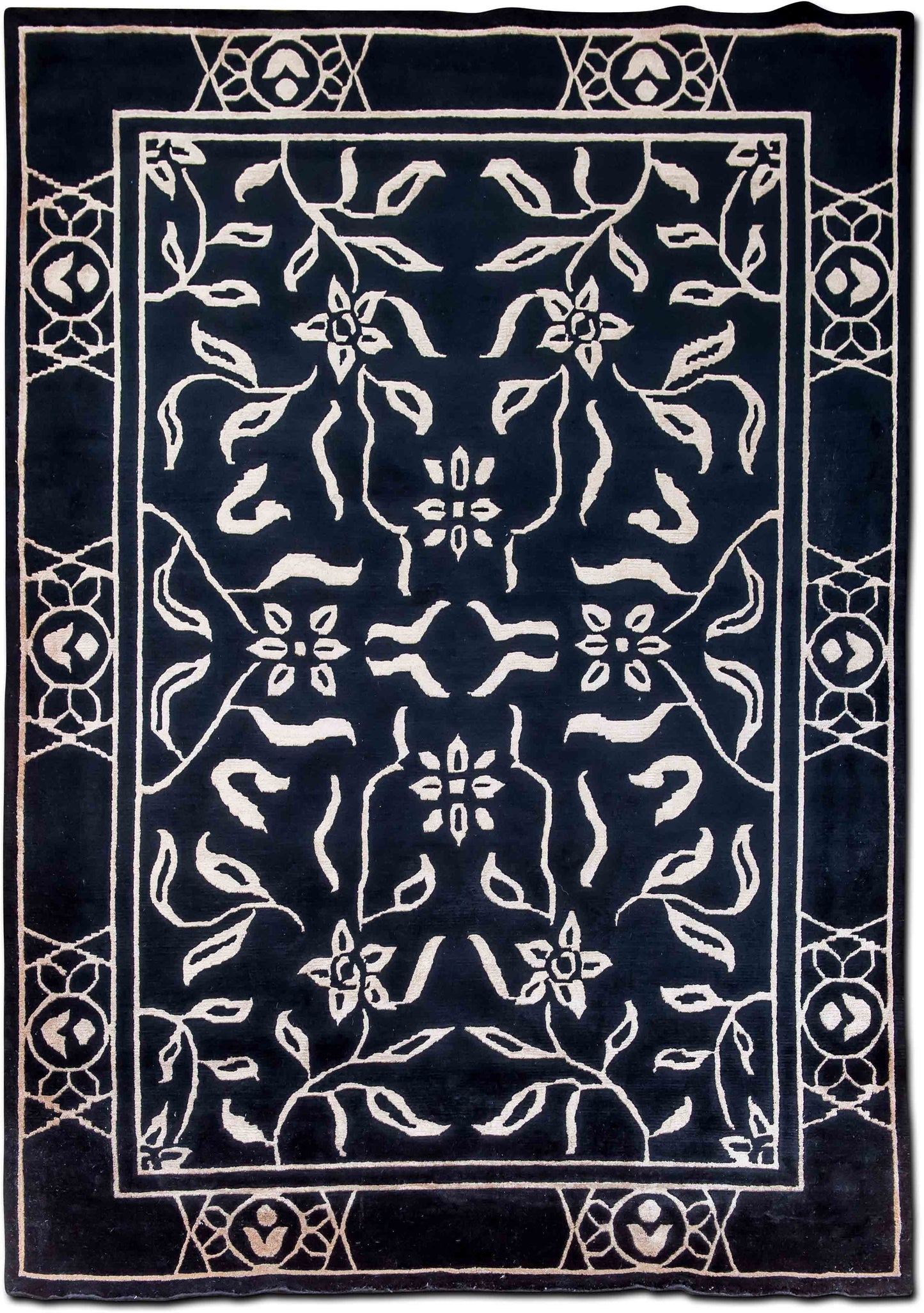 Tufenkian – Floral modern 9'5" x 6'5" ft – 100% wool – ebony and cream