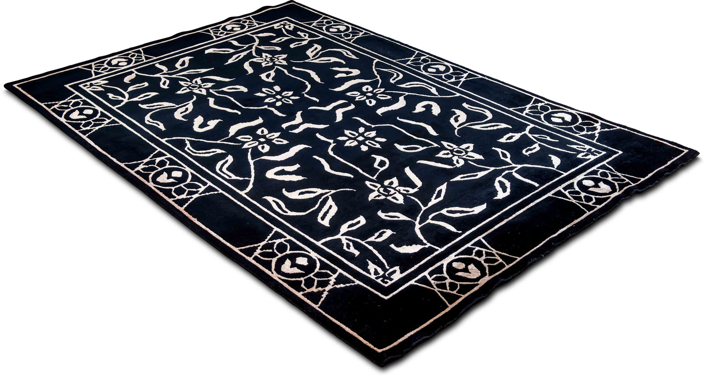 Tufenkian – Floral modern 9'5" x 6'5" ft – 100% wool – ebony and cream