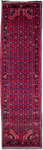 Hand made runner 13' 6"  x 3' 8"  – 100% Wool – red blue cream