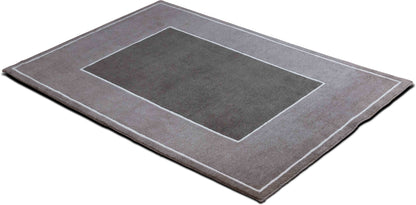 Minimalistic two tone  5 10" ft x 4 ft – 100%Wool – Hand Knotted - brown gray