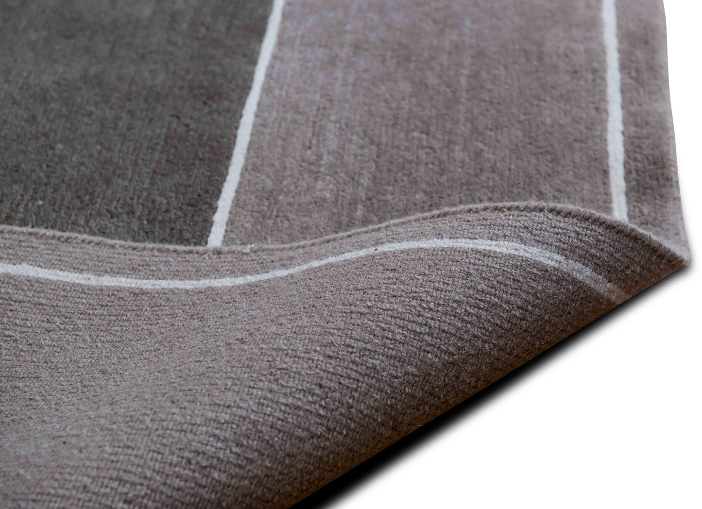 Minimalistic two tone  5 10" ft x 4 ft – 100%Wool – Hand Knotted - brown gray