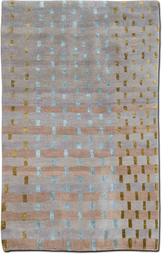 Tufenkian – Sealeaf 5 ft x 3 ft – wool and silk – multi, taupes, blues