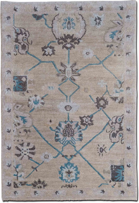 Tufenkian – Wintermoon 5 ft x 3 ft – 100% wool – beige, blue and green neutrals
