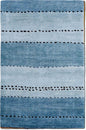 Tufenkian – Cool Water 5 ft x 3 ft – 100% wool – blue steel stripes, neutral