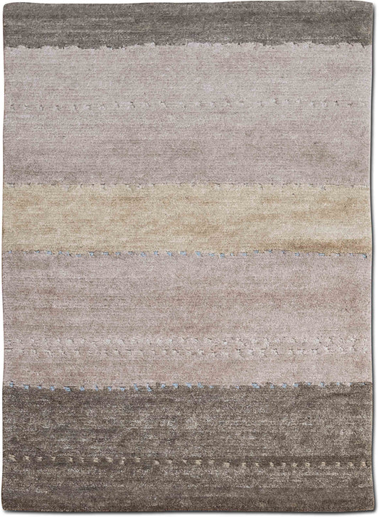 Evokes earthquakes –  5 ft x 3 ft – wool or silk – beige, brown and cream