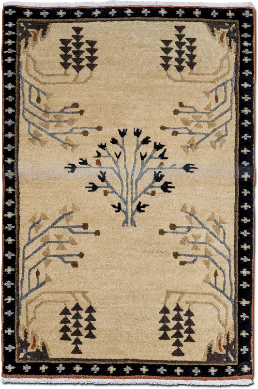 Tufenkian – Donegal Branches 5 ft x 3 ft – 100% wool – light almond, yellow with black