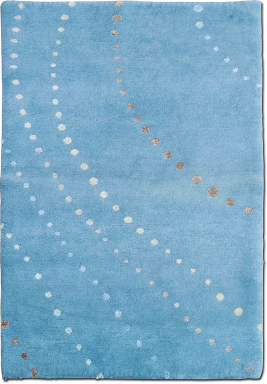 Tufenkian – Pacific 5 ft x 3 ft – wool and silk – light blue with silk accents in pale blue, ivory, ecru and caramel