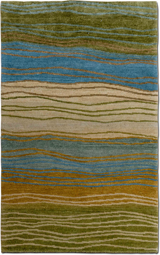 Tufenkian – Meadowbrook 5 ft x 3 ft – 100% wool – subtle blues, gold and beige