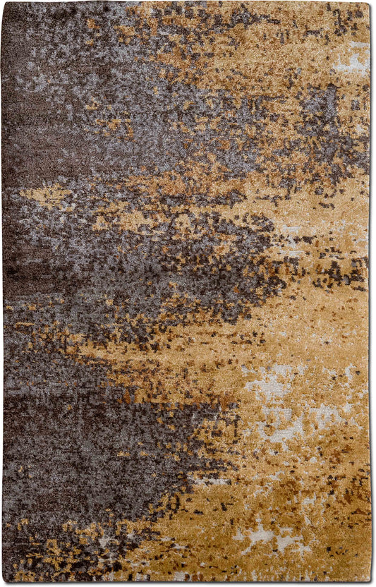 Tufenkian –  5 ft x 3 ft – wool or silk – brown, cream, oranges and red