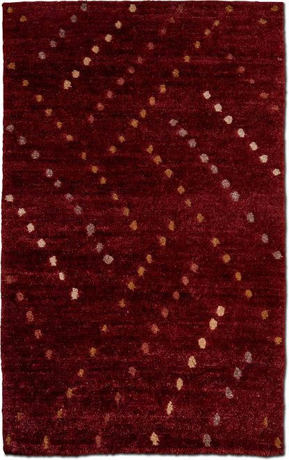 Tufenkian – Magma 5 ft x 3 ft – 100% wool – brick red, with dors in brown, rust, orange, beife & caramel