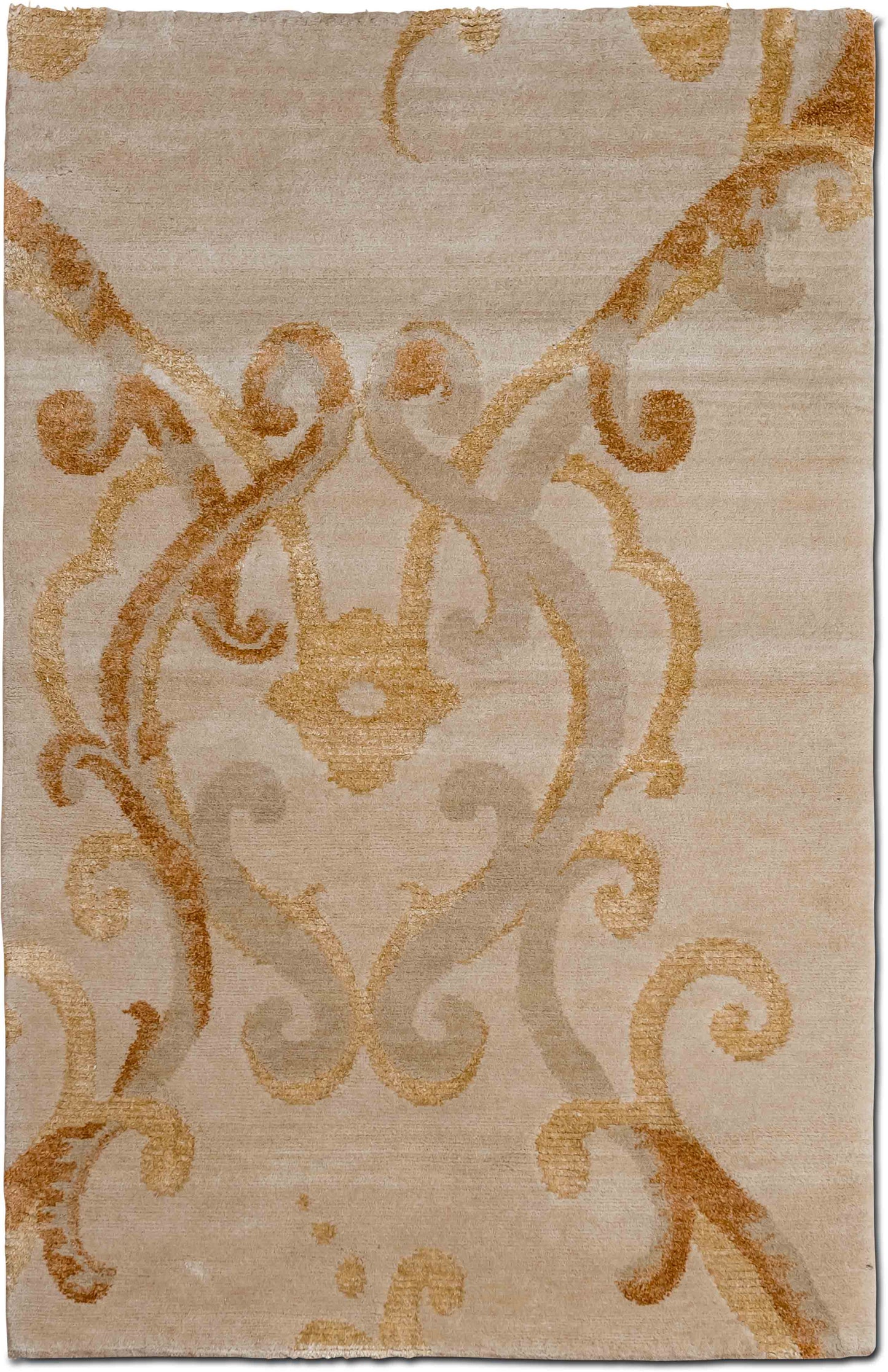 Tufenkian – Brulee 5 ft x 3 ft – 100% wool – field beige tones, accents, camel brown