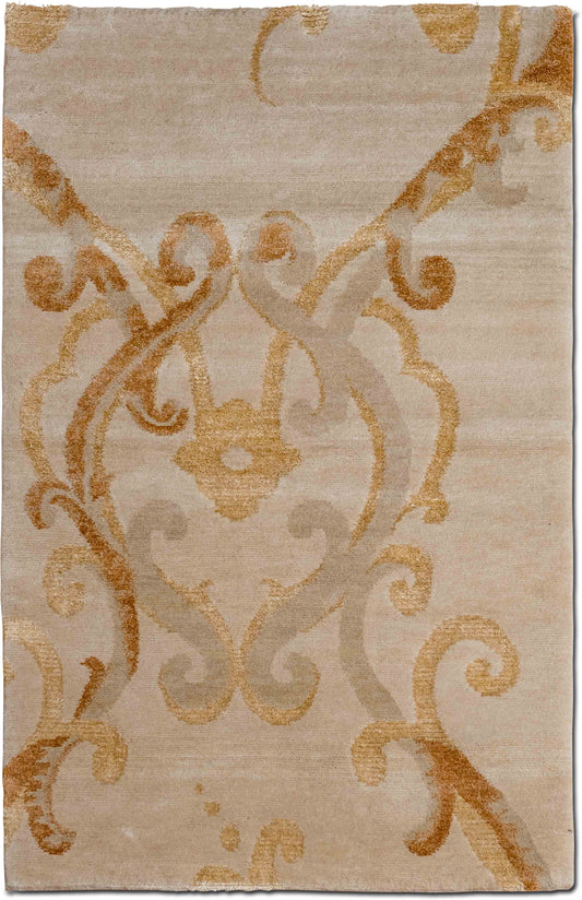 Tufenkian – Brulee 5 ft x 3 ft – 100% wool – field beige tones, accents, camel brown