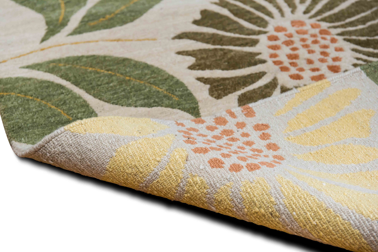 summer gardens 5 ft x 3 ft –100%  Wool – beige green yellow brown