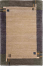 Tufenkian Kensington White Chocolate Area Rug–  (5 ft x 3 ft) – 100% Wool– light brown dark trim
